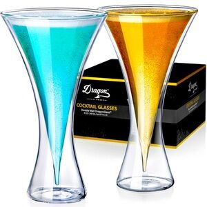 Dragon Glassware Double Walled Martini Cocktail glasses 8 oz gift set of 2